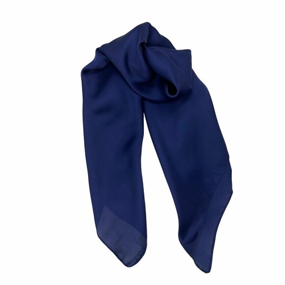 ❤️New Elegant Square Silky Scarf Bandana Blue Navy Hiyab Solid Soft Nautical❤️ - Picture 4 of 6